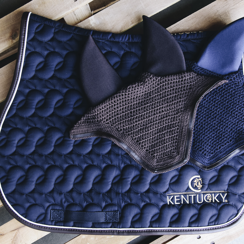 Kentucky Horsewear Fly Veil Wellington Leather Navy-1